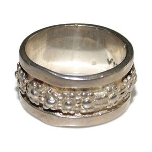 925 Vintage Estate Sterling Silver Ring US Size 6.75 Pinky Flowers Band Mexico